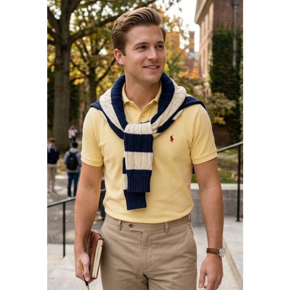 Vintage 80s Ralph Lauren Butter Yellow Polo Shirt Men's Medium